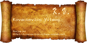 Kovacsevics Vilmos névjegykártya